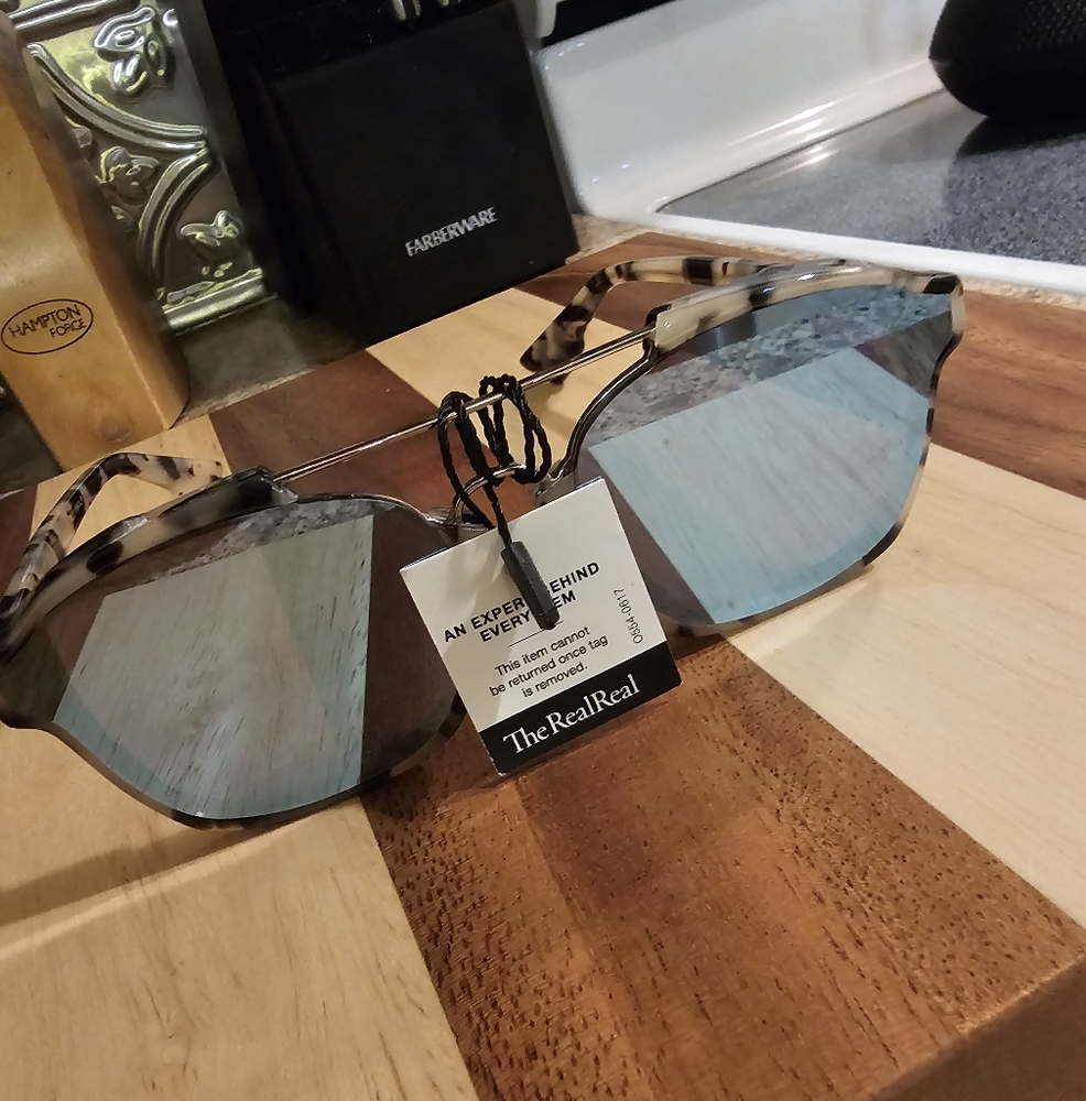 Christian Dior Abstract Sunglasses Blue Mirror Lenses